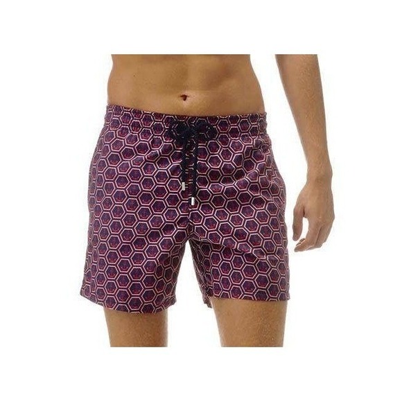 Vilebrequin Swim Trunks Mens L Blue Red Anchor Geometric Moorea Shorts Luxury
